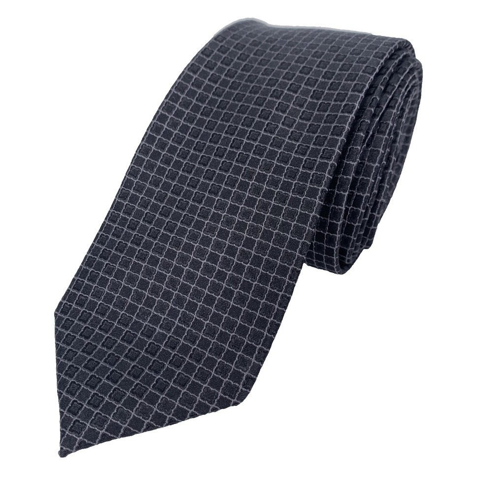English Laundry Mens Tie Black with Gray Geometric Pattern 100% Silk Neckwear